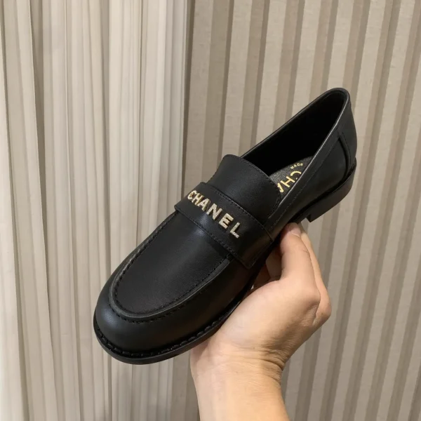Rhinestone Logo Leather Loafer Mules image 1