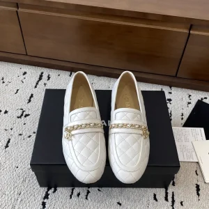 Quilted Leather Loafers with Chain Detail image 1
