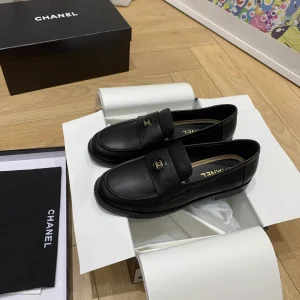 CHANEL Women's Retro Round Toe Leather Loafers image 1