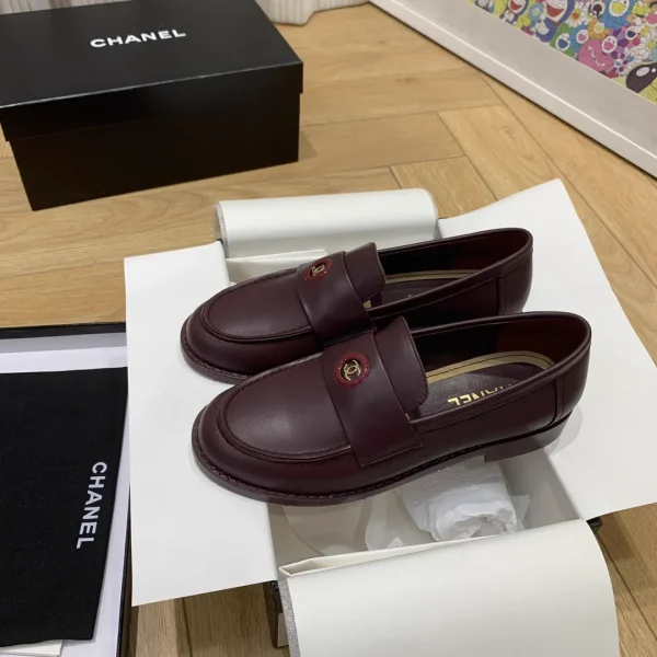 Burgundy Leather Loafers with Logo Accent image 1