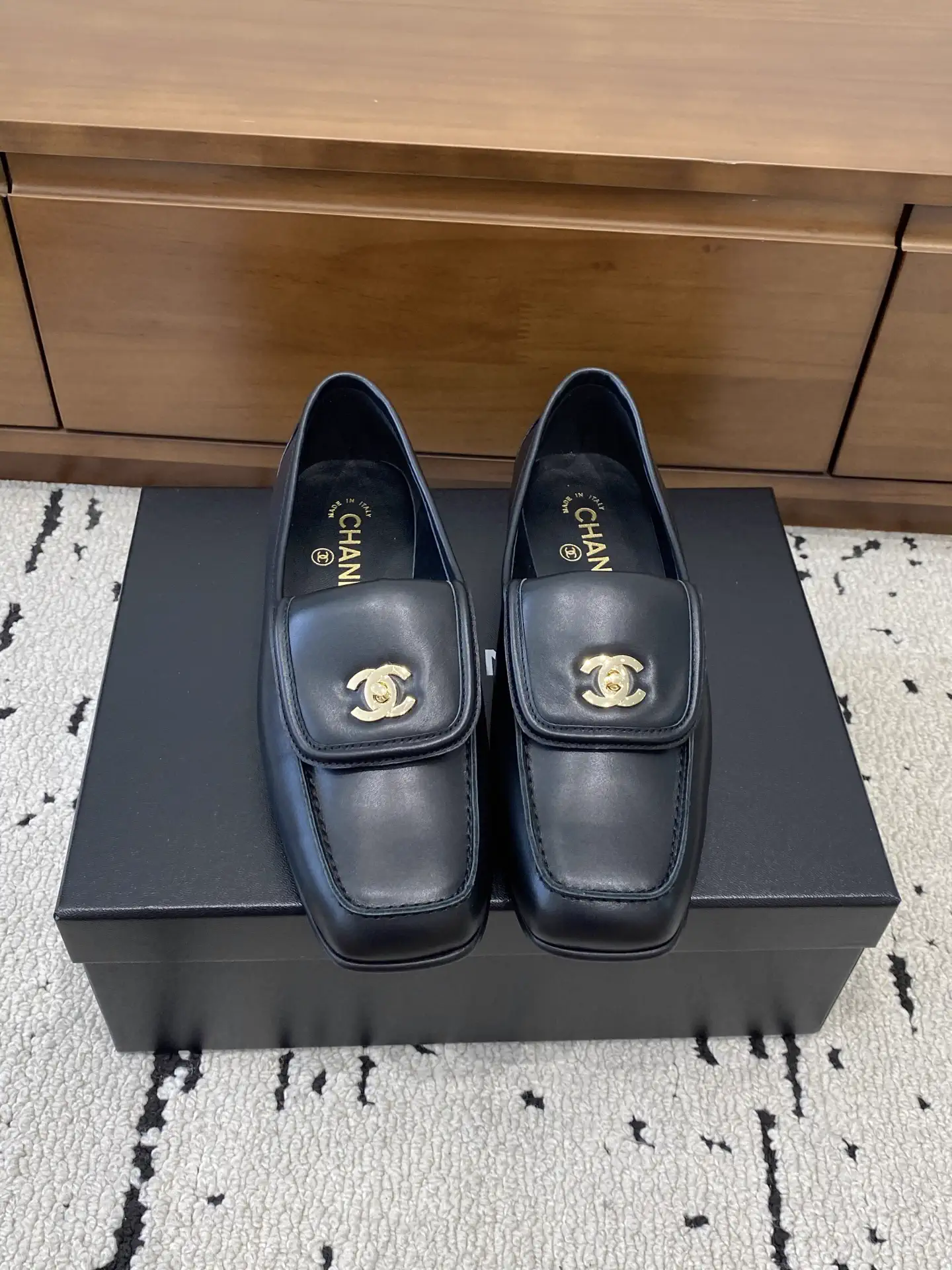 Square Toe Loafers with Double C Buckle image 1