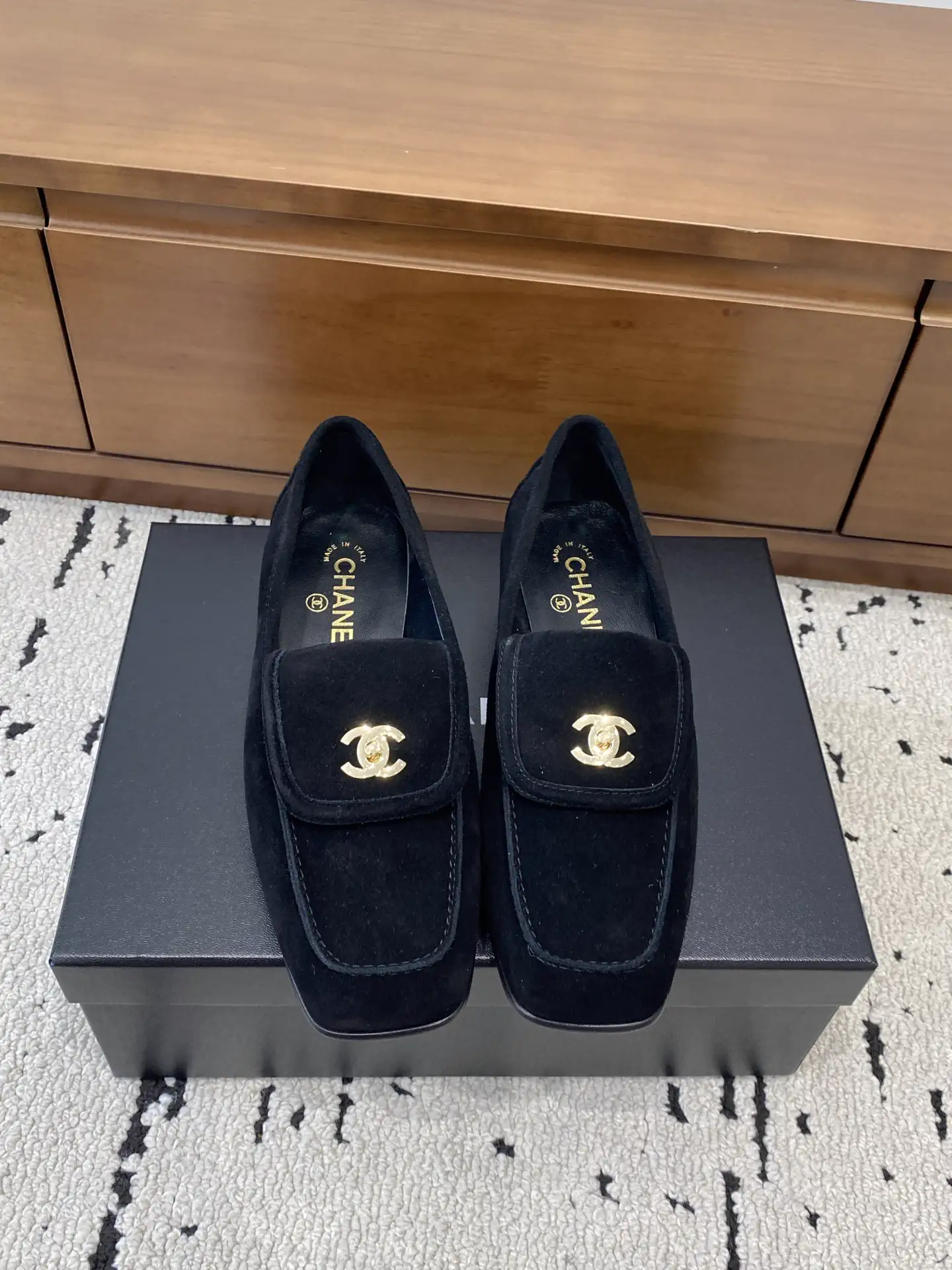Square Toe Loafers with Double C Buckle image 1