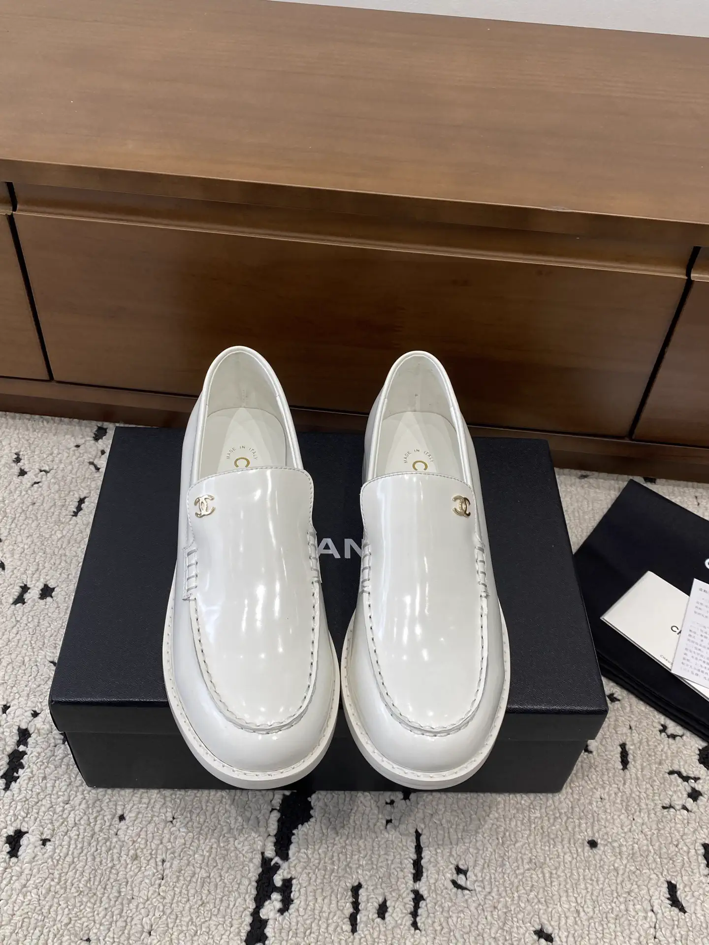 White Patent Leather Loafers image 1