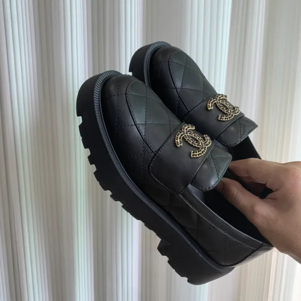 Quilted Platform Loafers with Logo Accent image 1