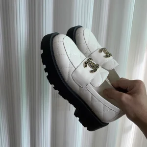 Quilted Platform Loafers with Decorative Buckle image 1