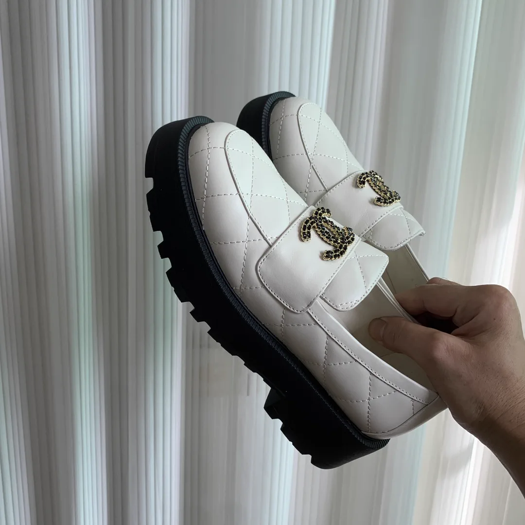 Quilted Platform Loafers with Decorative Buckle image 1