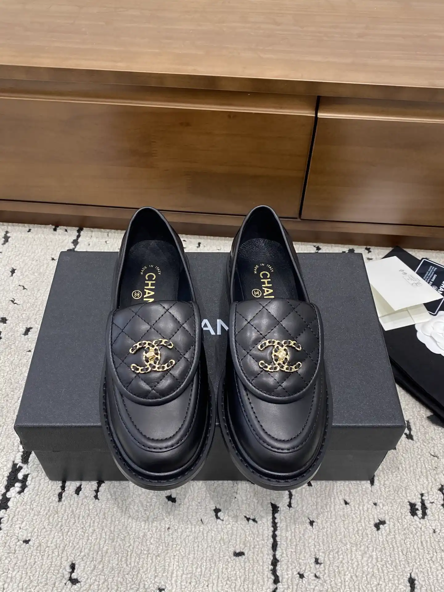 Quilted Leather Loafers with CC Logo image 1