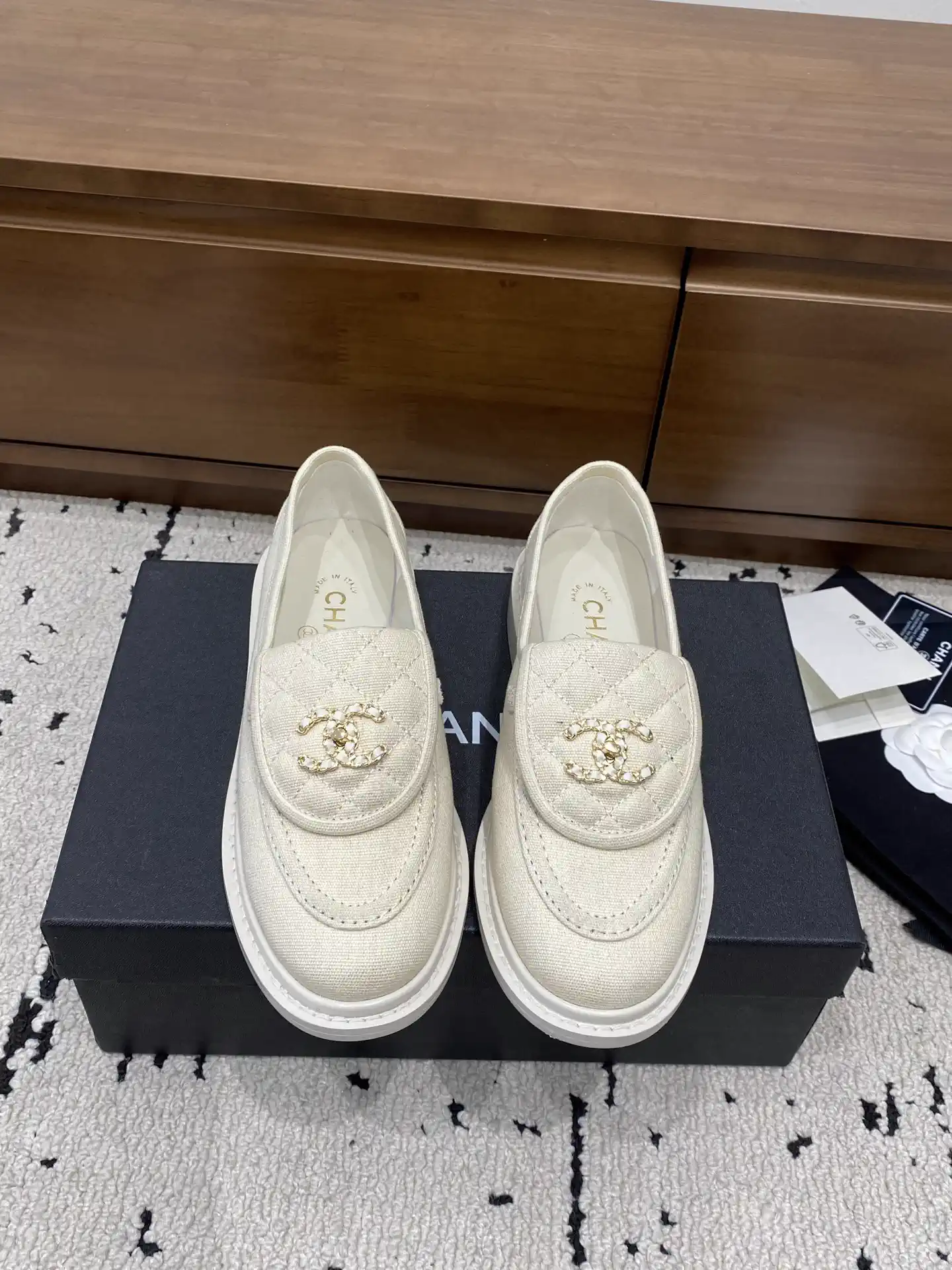 Quilted Loafer Shoes with CC Logo Buckle image 1