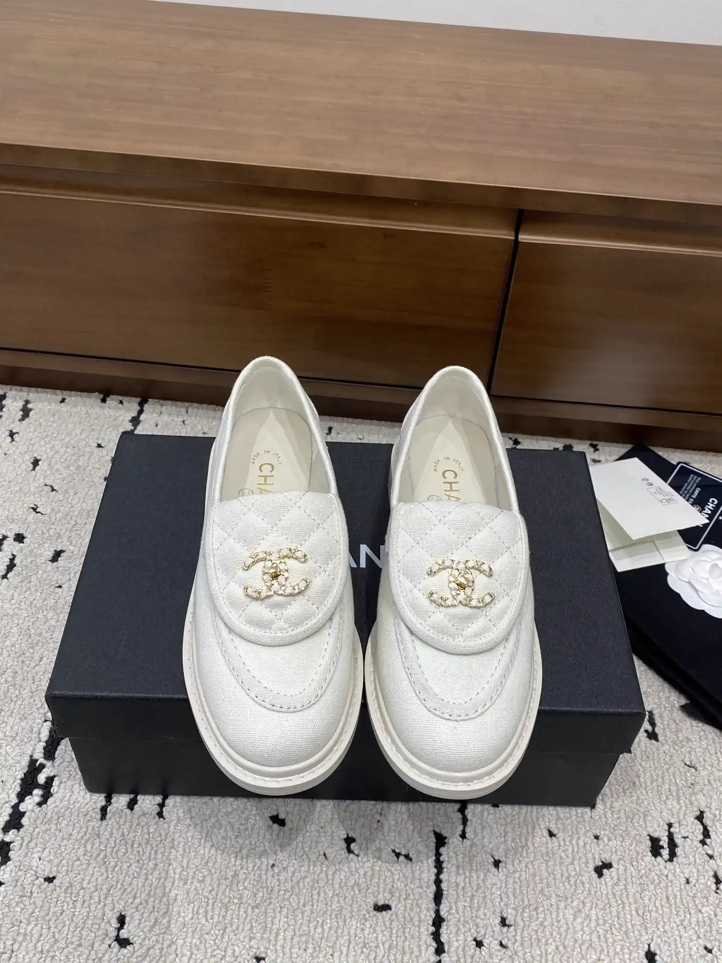 Quilted Loafer Shoes with CC Logo Buckle image 1