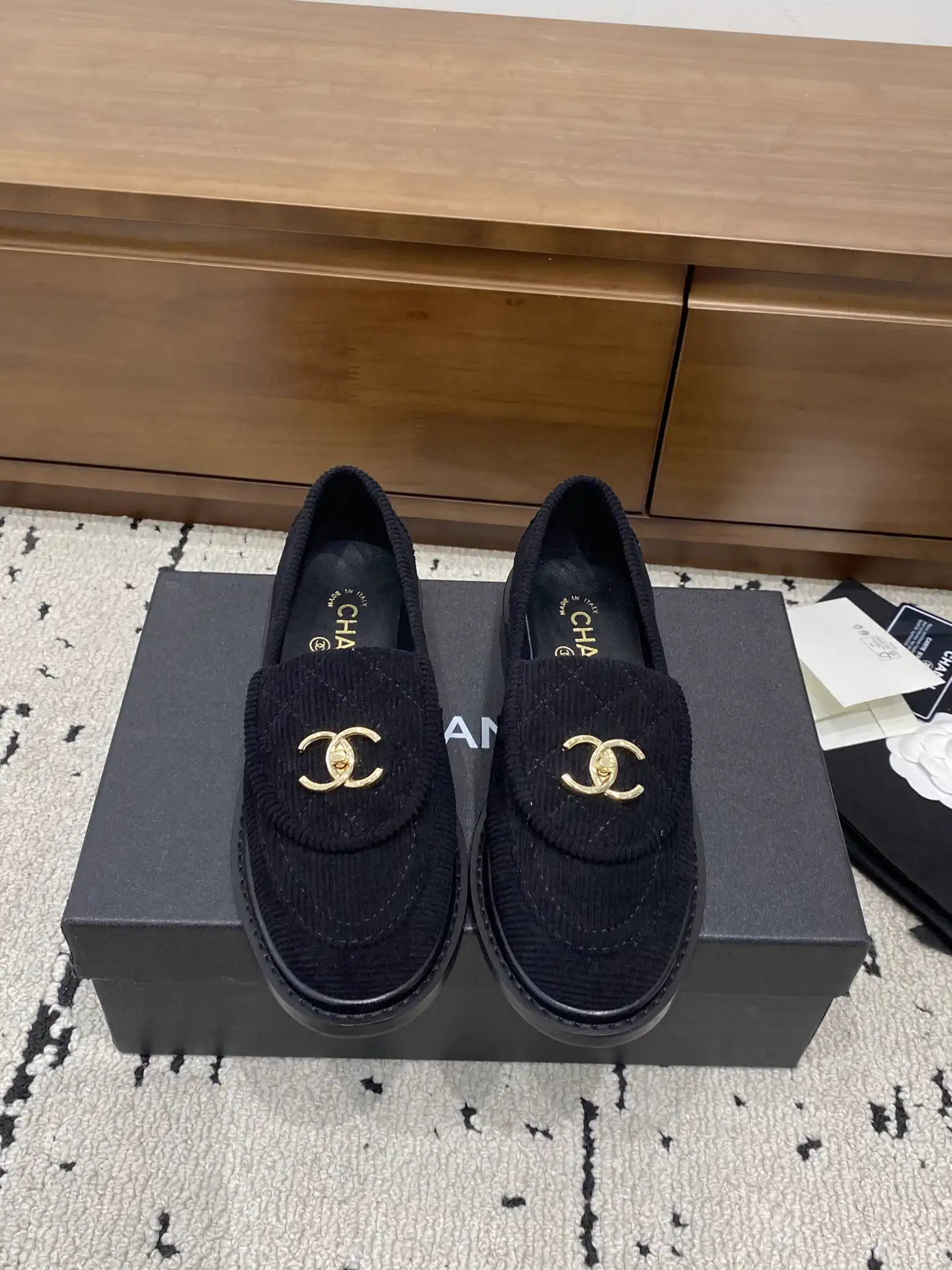 CHANEL Quilted Loafers with Gold-Tone CC Turnlock image 1