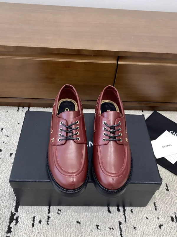 CHANEL Leather Lace-Up Loafers image 1