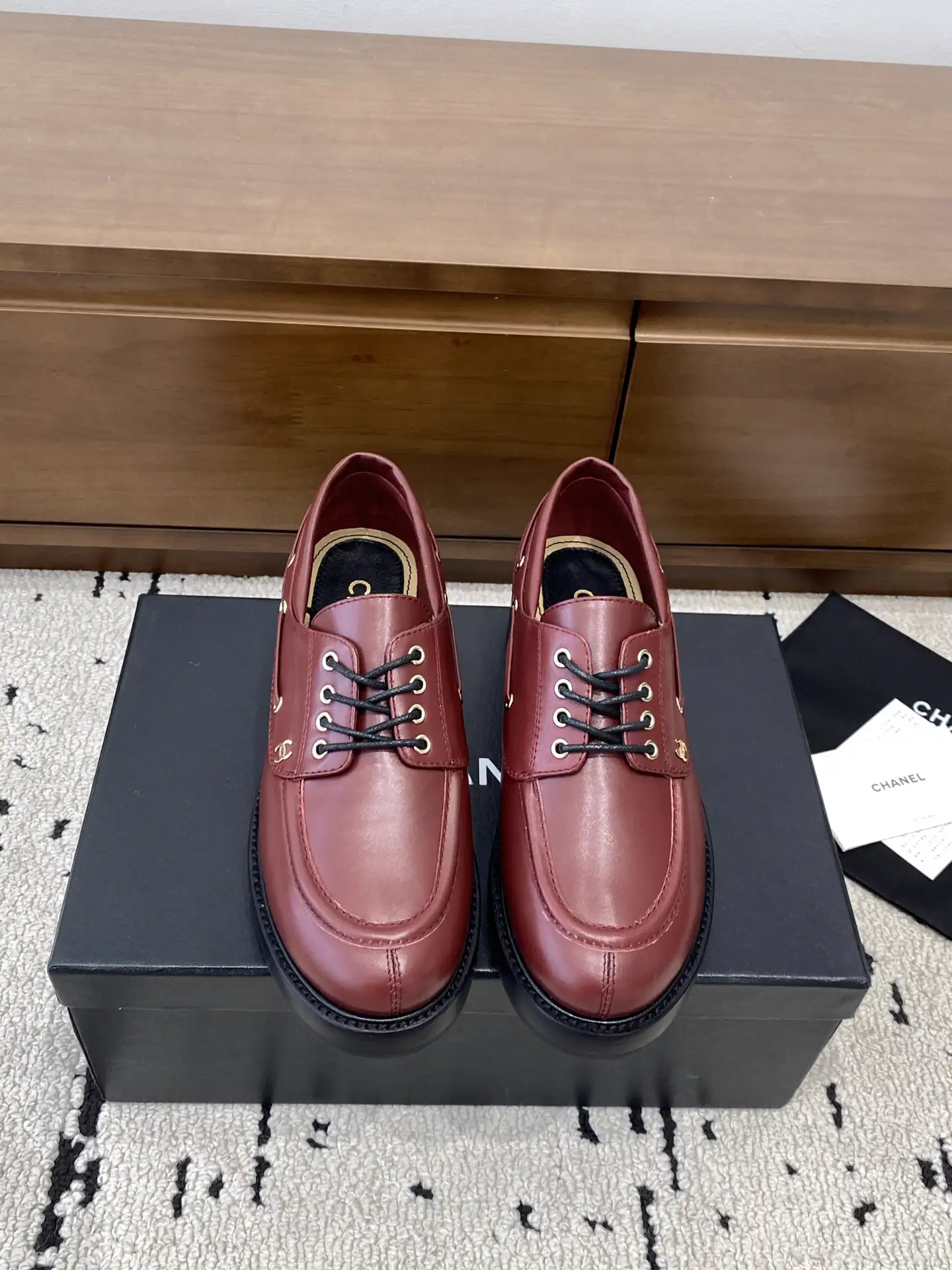 CHANEL Leather Lace-Up Loafers image 1