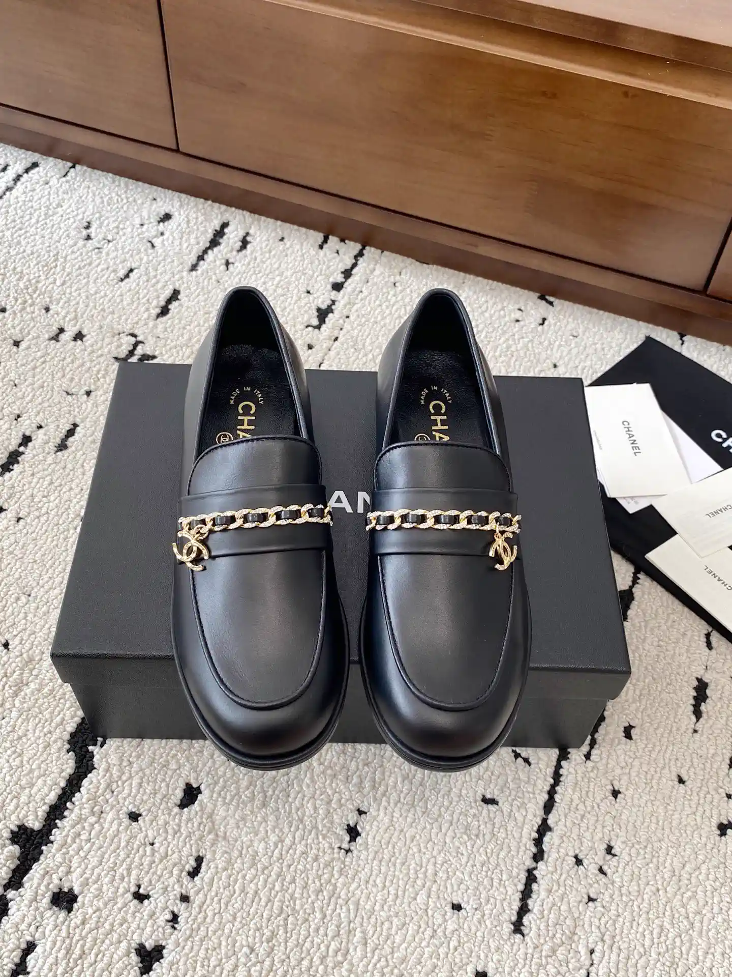 CHANEL Chain Buckle Low Heel Loafers image 1