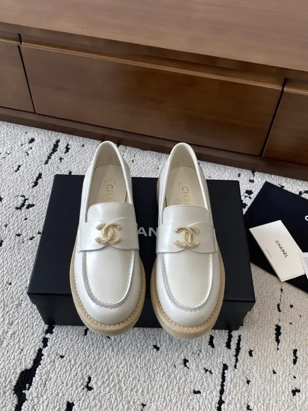Women's Leather Loafers with Gold Hardware Buckle image 1