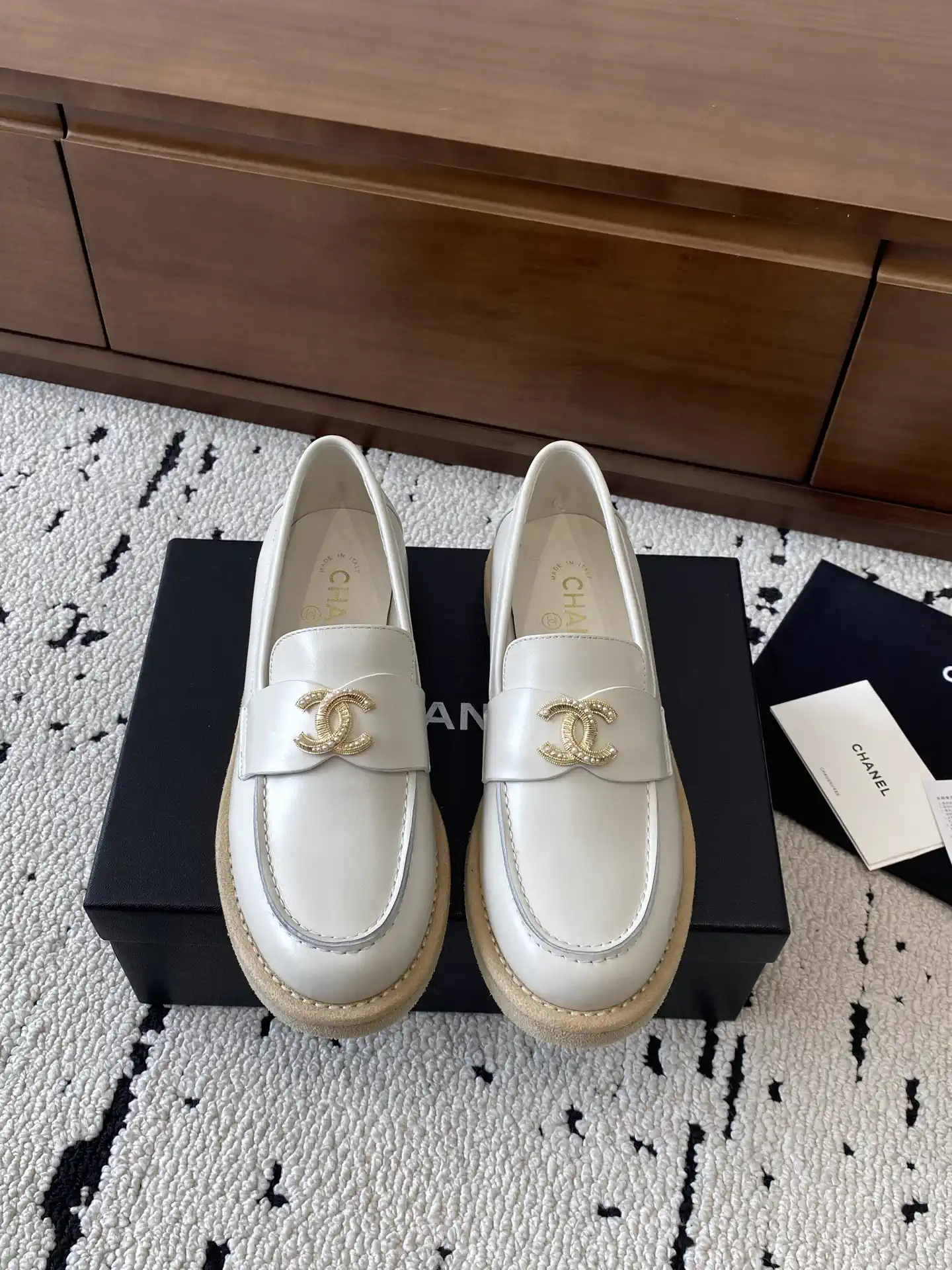 Women's Leather Loafers with Gold Hardware Buckle image 1