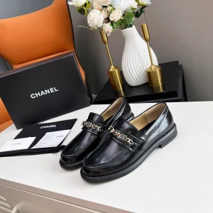 CHANEL Women's Retro Loafers with Gold Chain Detail image 1