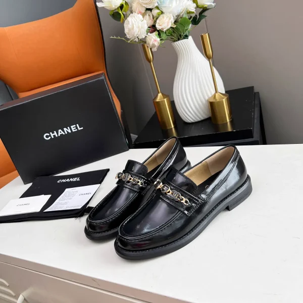 CHANEL Women's Retro Loafers with Gold Chain Detail image 1