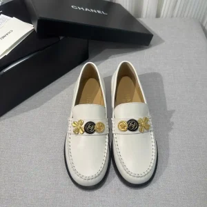 White Leather Loafers with Decorative Charms image 1