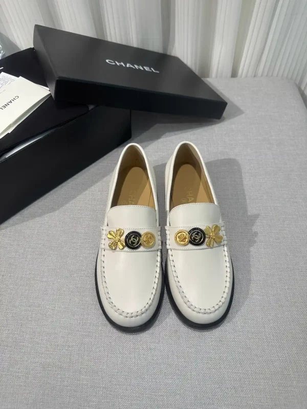 White Leather Loafers with Decorative Charms image 1