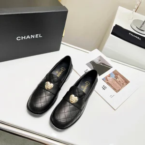 CHANEL Quilted Heart Logo Slip-On Loafers image 1