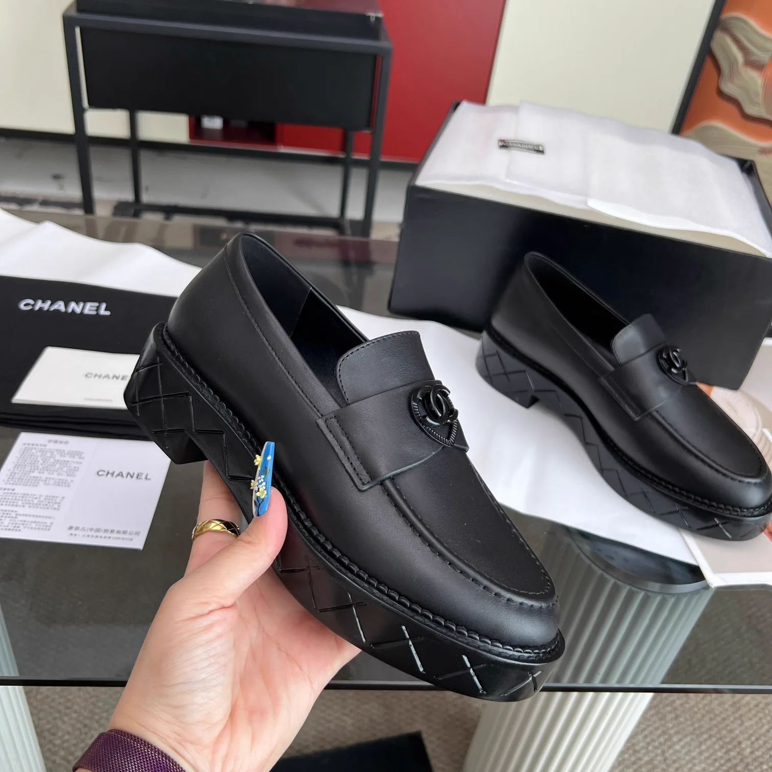 Heart Buckle Chunky Heel Loafers image 1