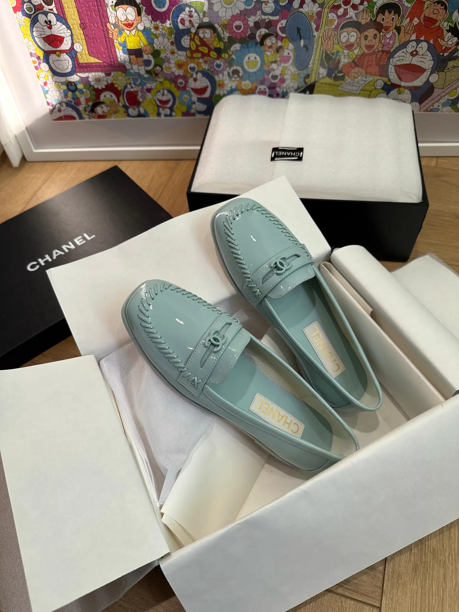 Light Blue Patent Leather Loafers image 1