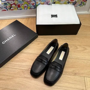Black Leather Loafers with Metal Buckle image 1