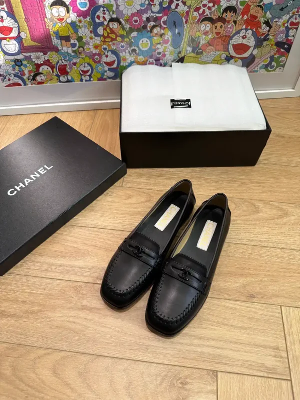 Black Leather Loafers with Metal Buckle image 1