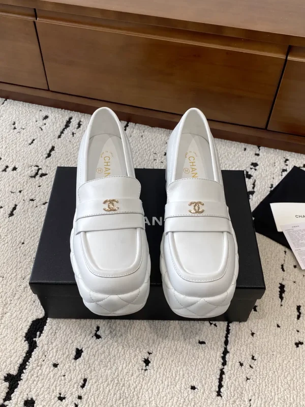 White Platform Loafers with Logo Accent image 1