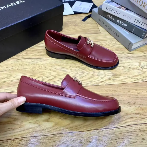 Burgundy Leather Loafers with Decorative Hardware image 1