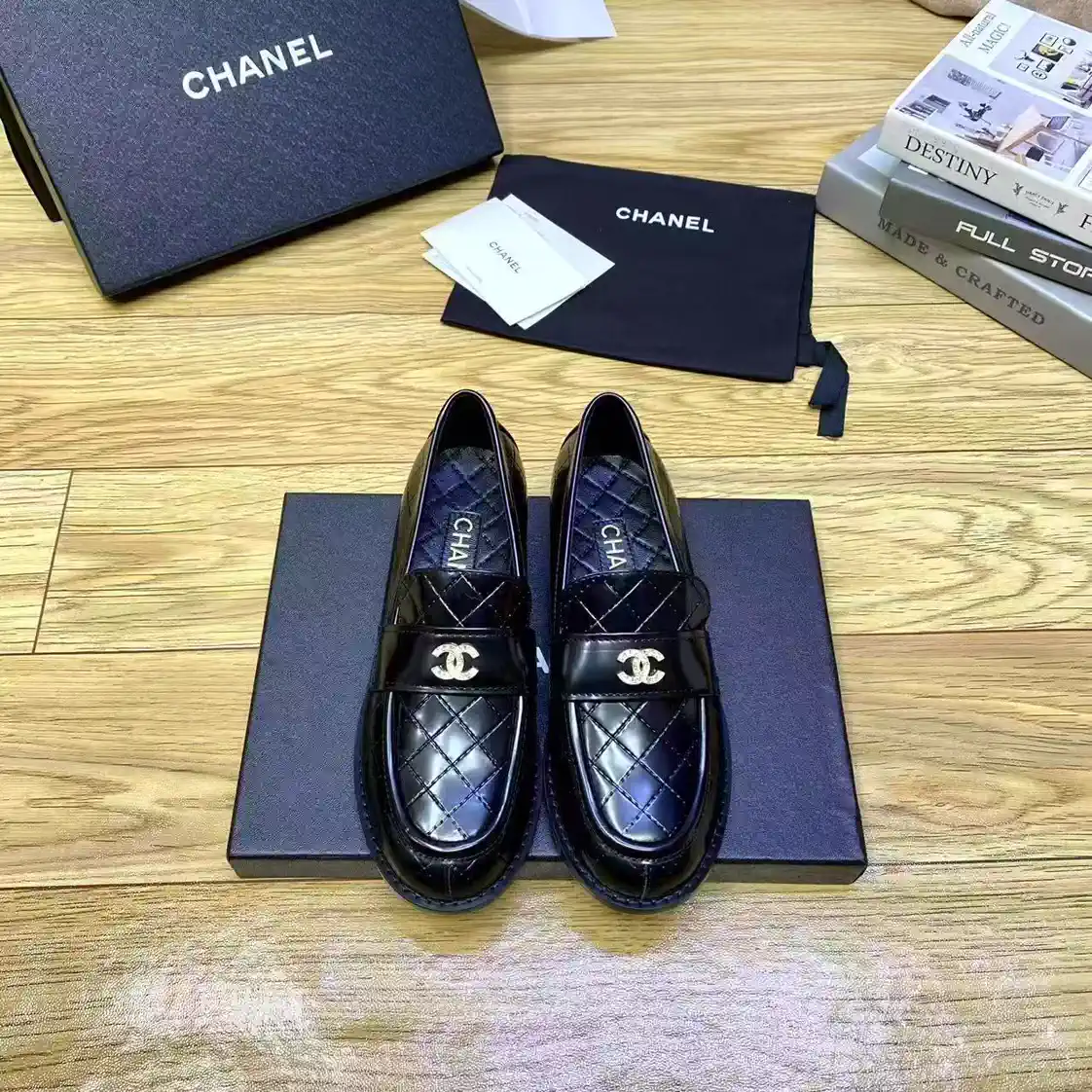 Quilted Leather Loafers with Double C Accent image 1