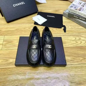 Quilted Leather Loafers with CC Logo image 1