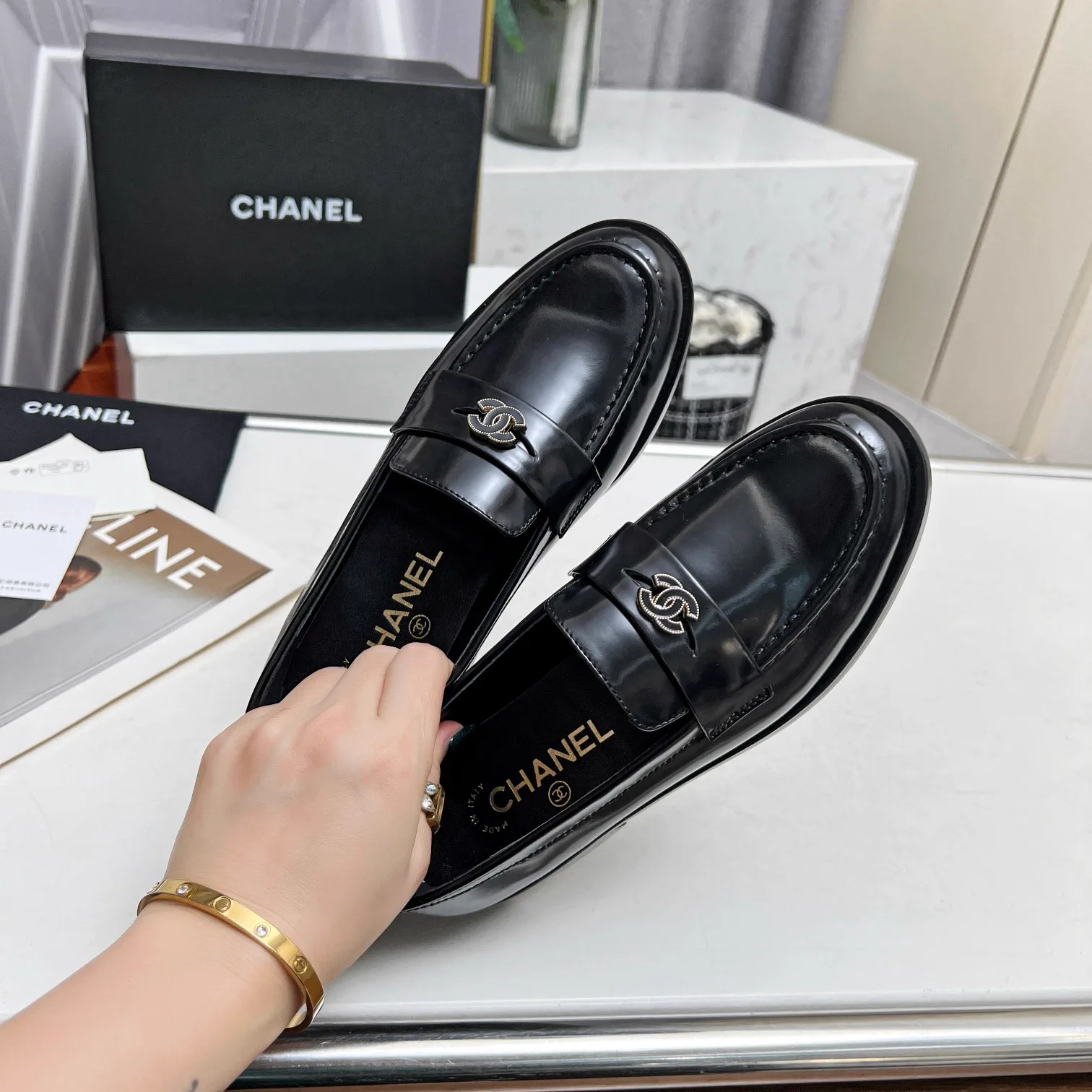 Women's Double C Buckle Leather Loafers image 1