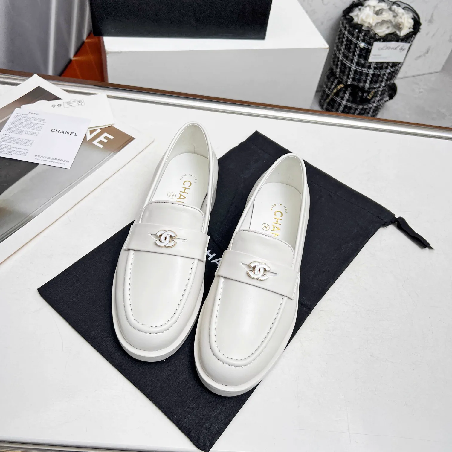 Women's Leather Loafers with Double C Buckle image 1