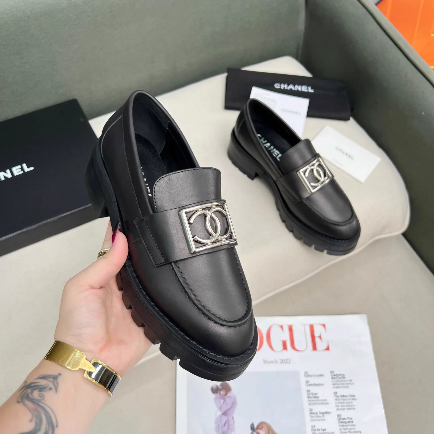 Chunky Sole Loafers with Metal Buckle image 1