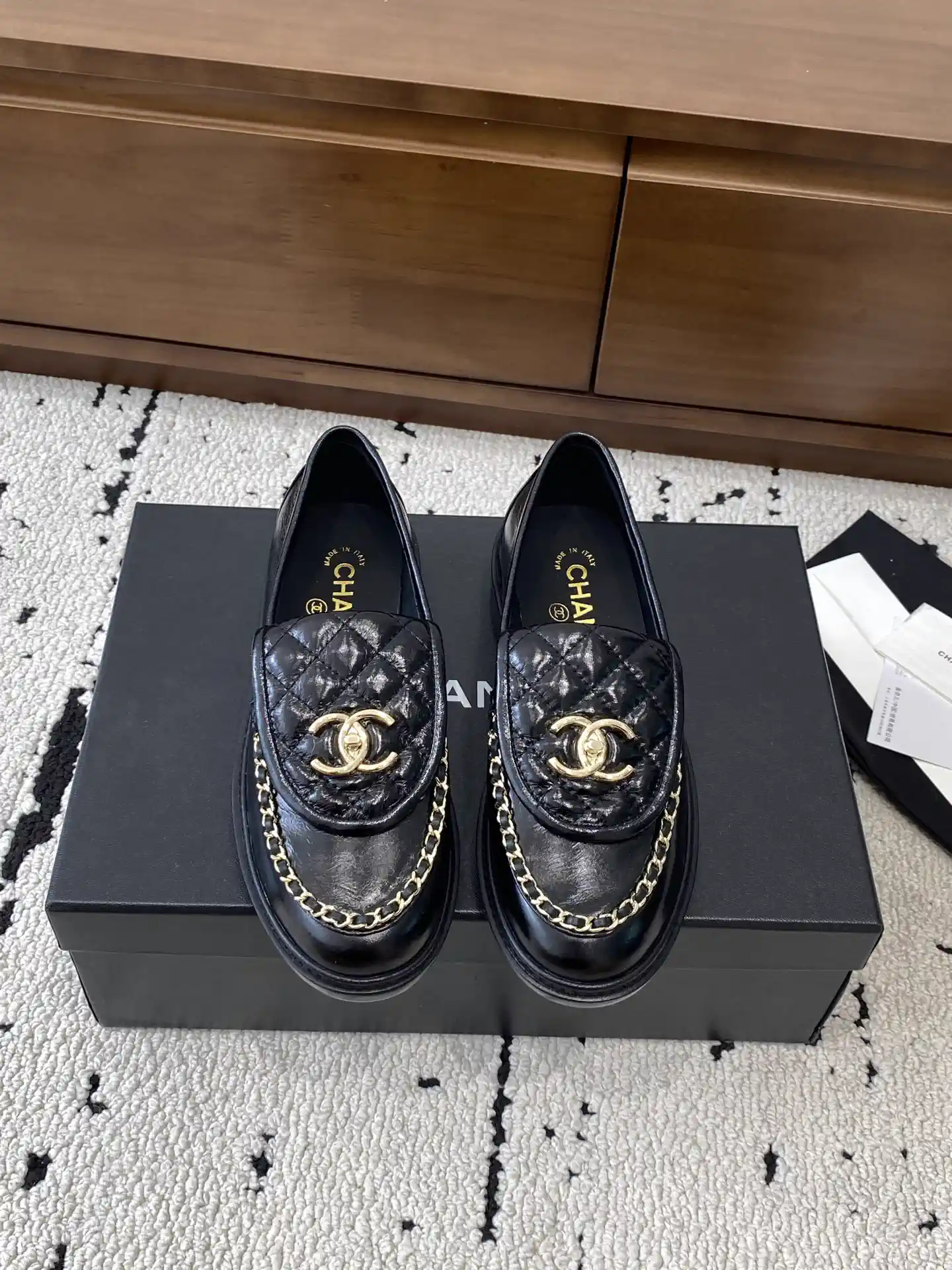 CHANEL Quilted Leather Loafers with Gold-Tone CC Logo image 1