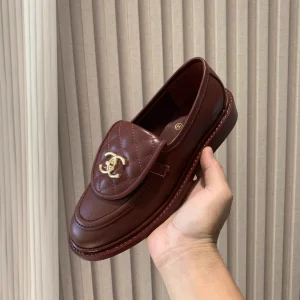 Quilted Leather Loafer with Gold Hardware image 1