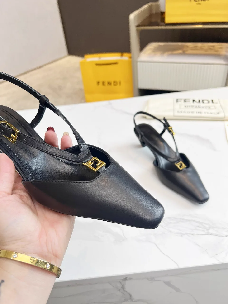 FENDI Black Slingback Low Heel Shoes image 1