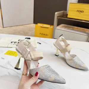 Rhinestone Pointed Toe Slingback High Heel Shoes image 1