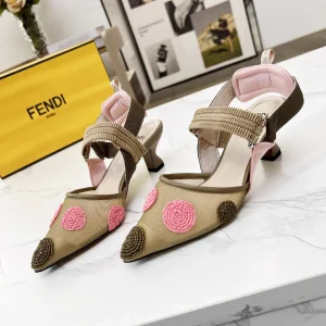 Women's Slingback Kitten Heel Shoes with Beaded Decor image 1