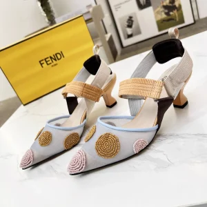 Women's Slingback Kitten Heel Shoes with Beaded Decor image 1