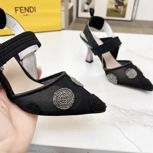 Women's Slingback High Heel Shoes with Beaded Decor image 1