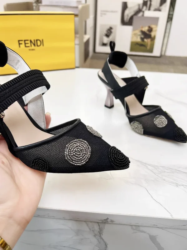 Women's Slingback High Heel Shoes with Beaded Decor image 1