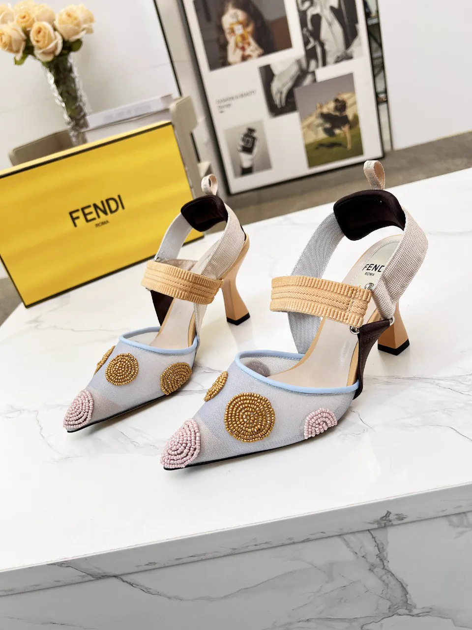 FENDI Women's Slingback High Heel Shoes image 1