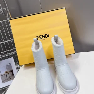 FENDI Women's Embossed Leather Shearling Lined Winter Snow Boots image 1