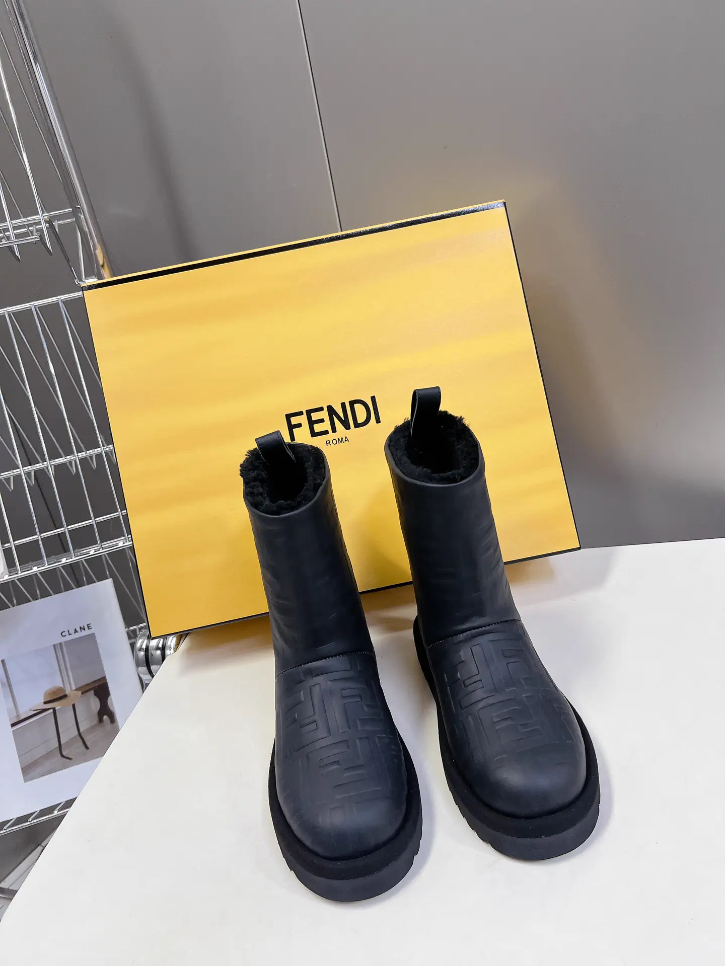 FENDI Women's Embossed Cowhide Wool Lined Winter Snow Boots image 1