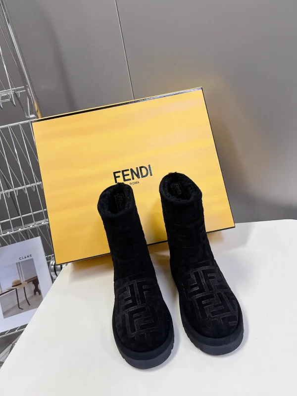 FENDI Women's FF Embossed Cowhide Wool Lined Winter Snow Boots image 1