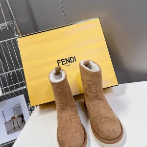 FENDI Women's Embossed Cowhide Shearling Lined Winter Snow Boots image 1