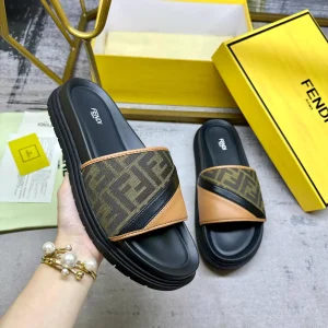 FENDI Wide Padded Strap Slide Sandals image 1