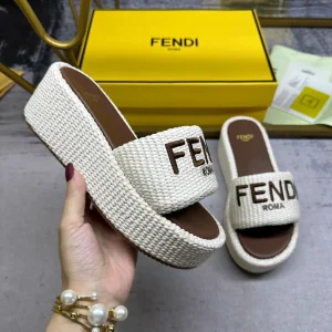 FENDI Wide Strap Platform Slide Sandals image 1